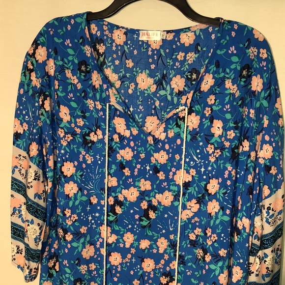 Halife Women's Printed Tassel Tie Neck Loose Fit Bohemian Tunic Dress Si… - Picture 2 of 10